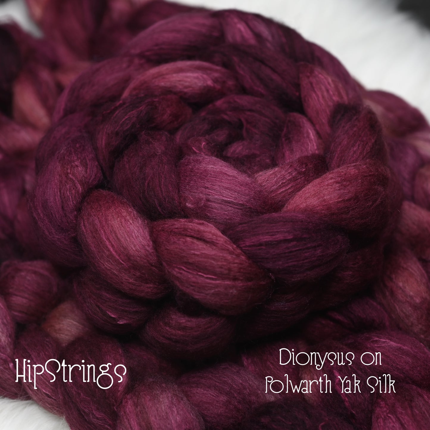 Dionysus on Hand Dyed Polwarth Wool Yak Silk Combed Top - 4 oz