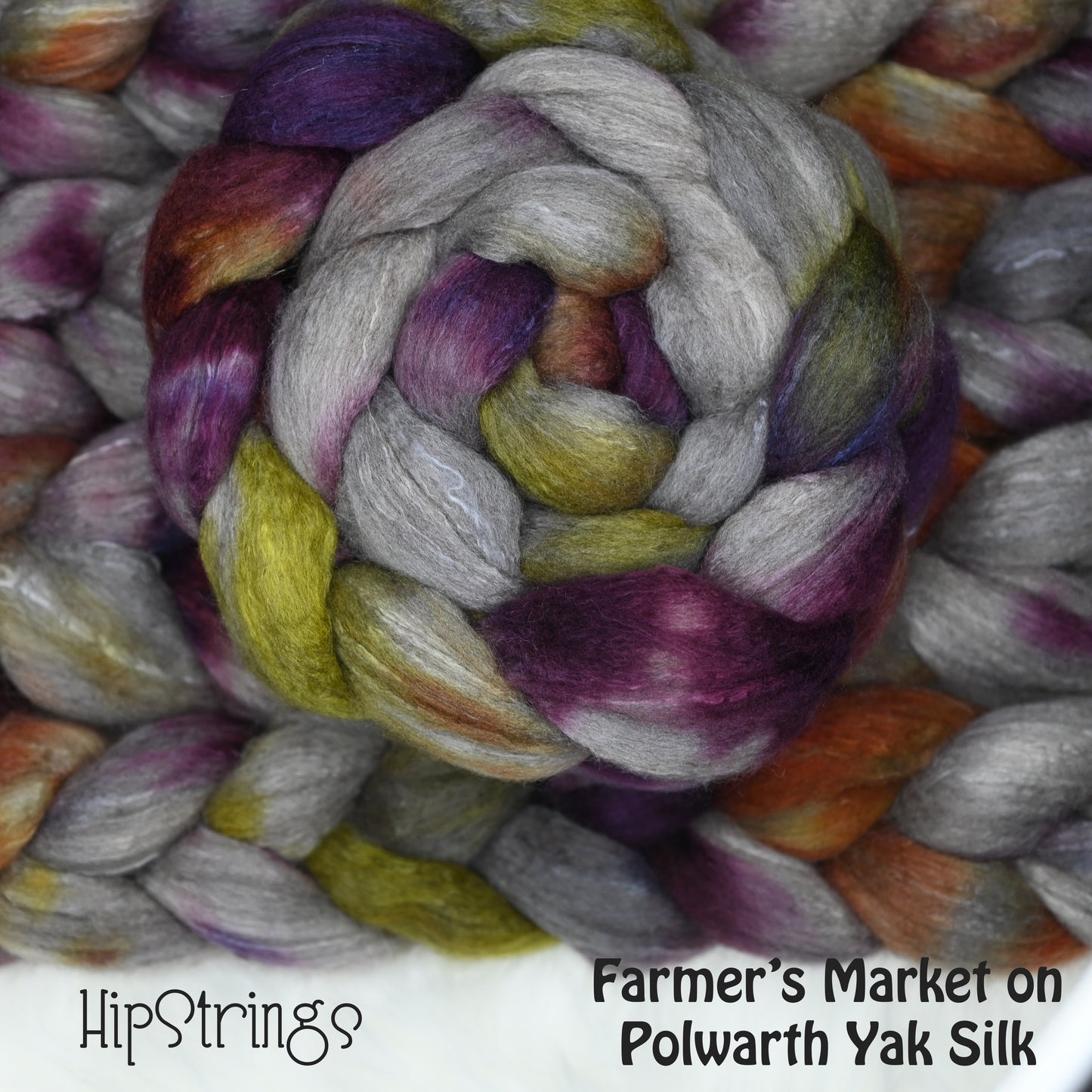 Farmer's Market on Hand Dyed Polwarth Wool Yak Silk Combed Top - 4 oz