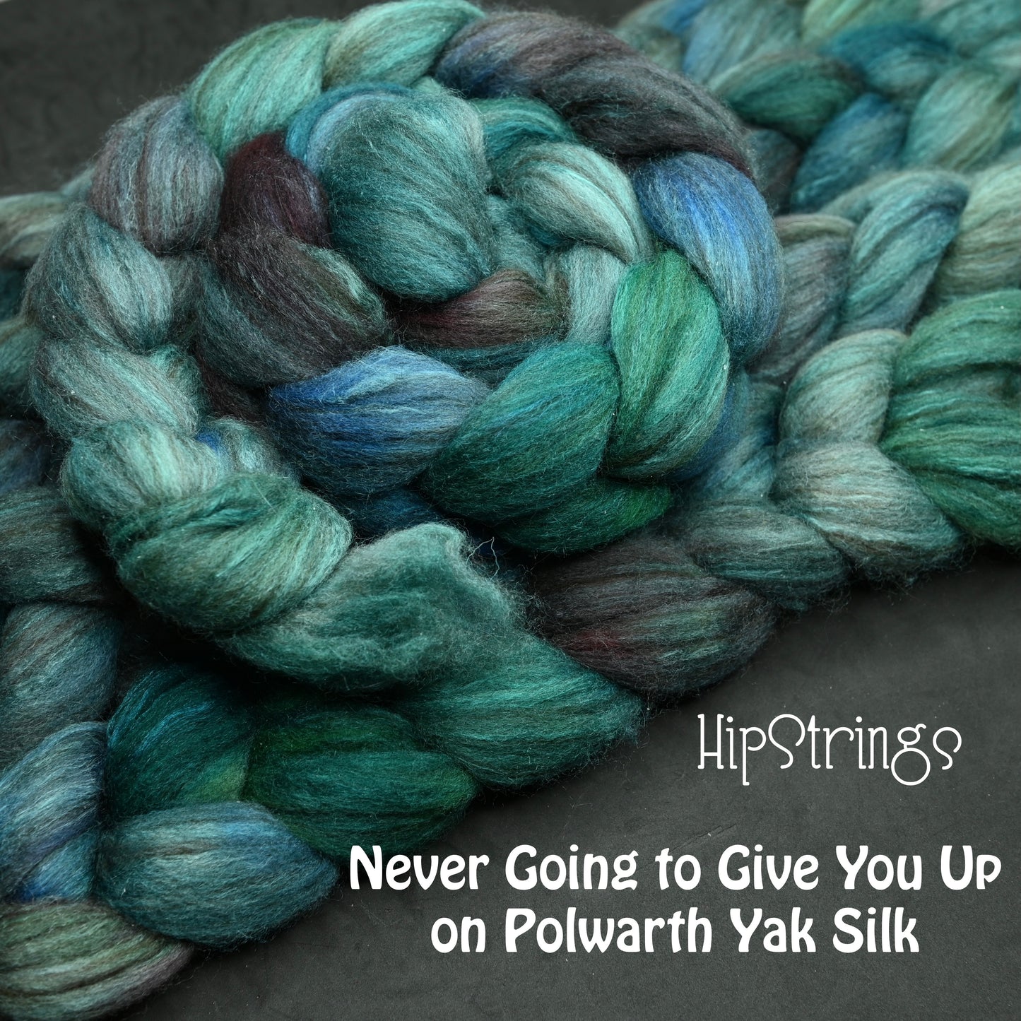 Never Going to Give You Up on Hand Dyed Polwarth Wool Yak Silk Combed Top - 4 oz