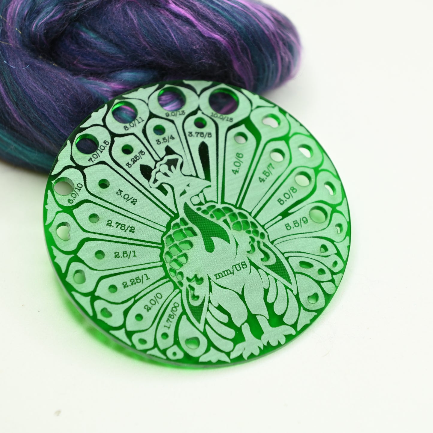 Peacock Knitting Needle Gauge Metric US - Assorted Acrylic Colors and Woods
