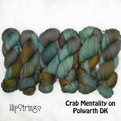 Crab Mentality on Hand Dyed Polwarth Wool DK yarn - 300 yd/100g