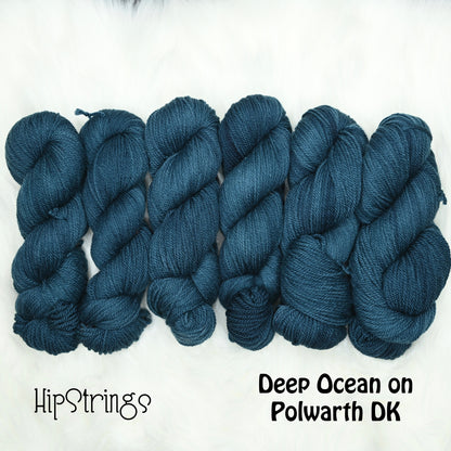 Deep Ocean on Polwarth wool DK yarn - 300yd/100g