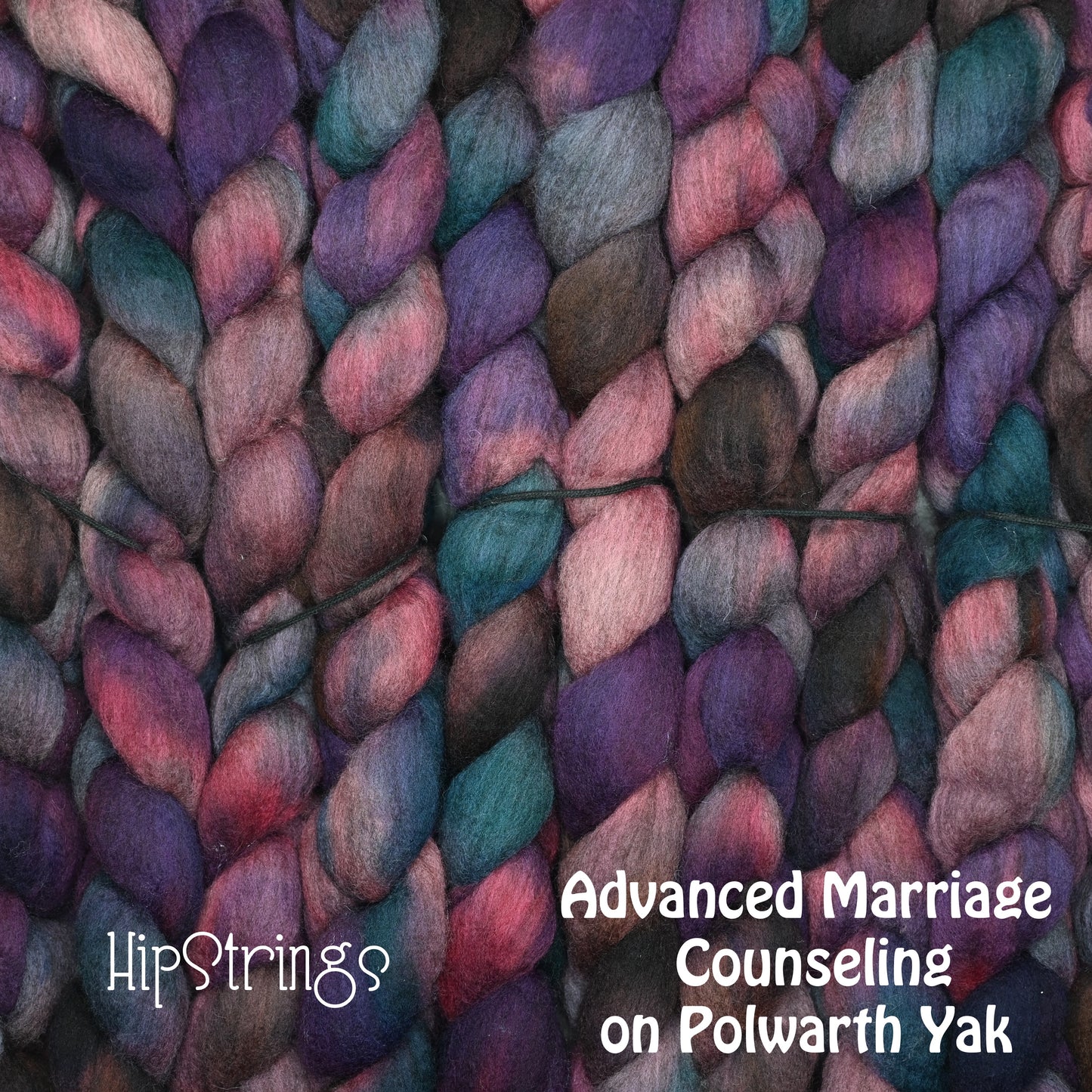 Advanced Marriage Counseling on Hand Dyed 60/40 Polwarth Wool Yak Combed Top - 4 oz