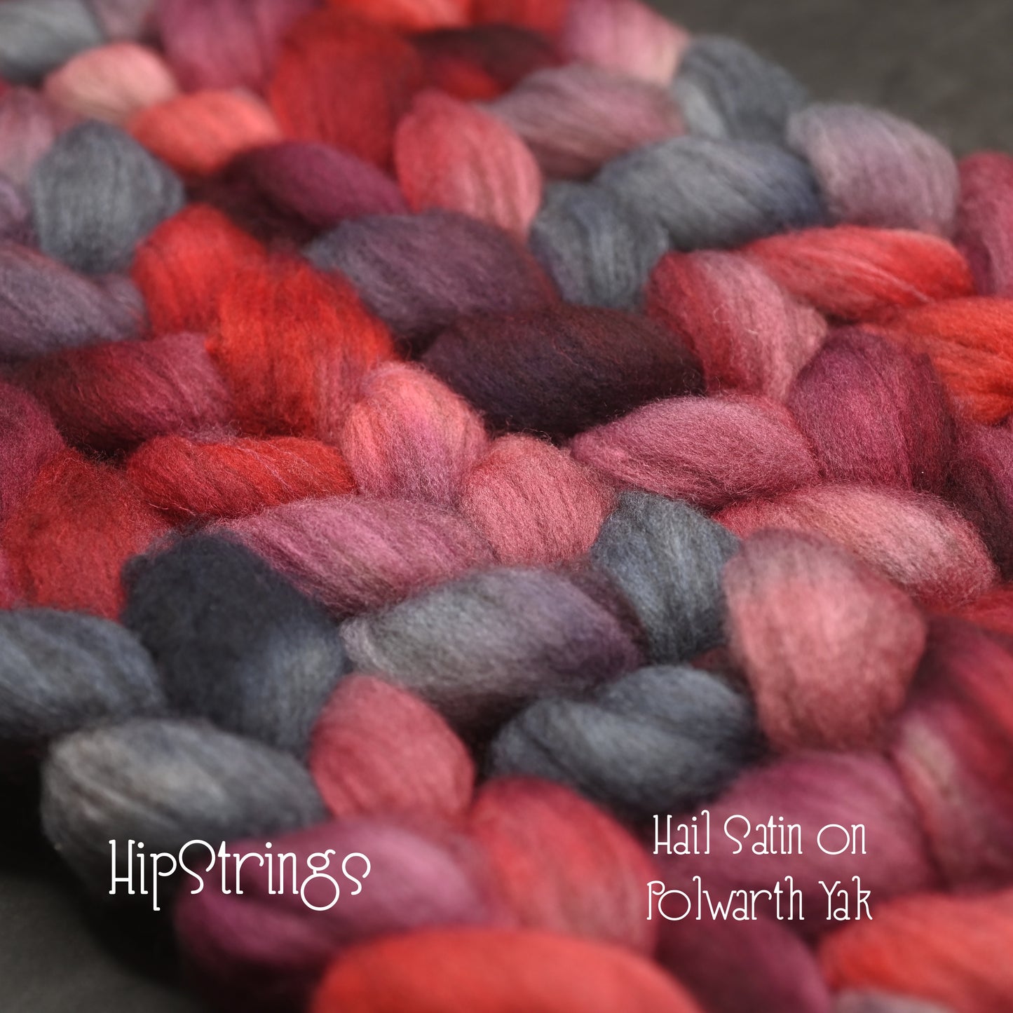 Hail Satin on Hand Dyed 60/40 Polwarth Wool Yak Combed Top - 4 oz