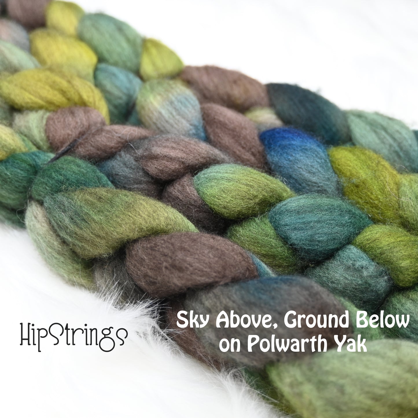 Sky Above, Ground Below on Hand Dyed 60/40 Polwarth Wool Yak Combed Top - 4 oz