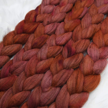 Strawberry Fields on Hand Dyed 60/40 Polwarth Wool Yak Combed Top - 4 oz