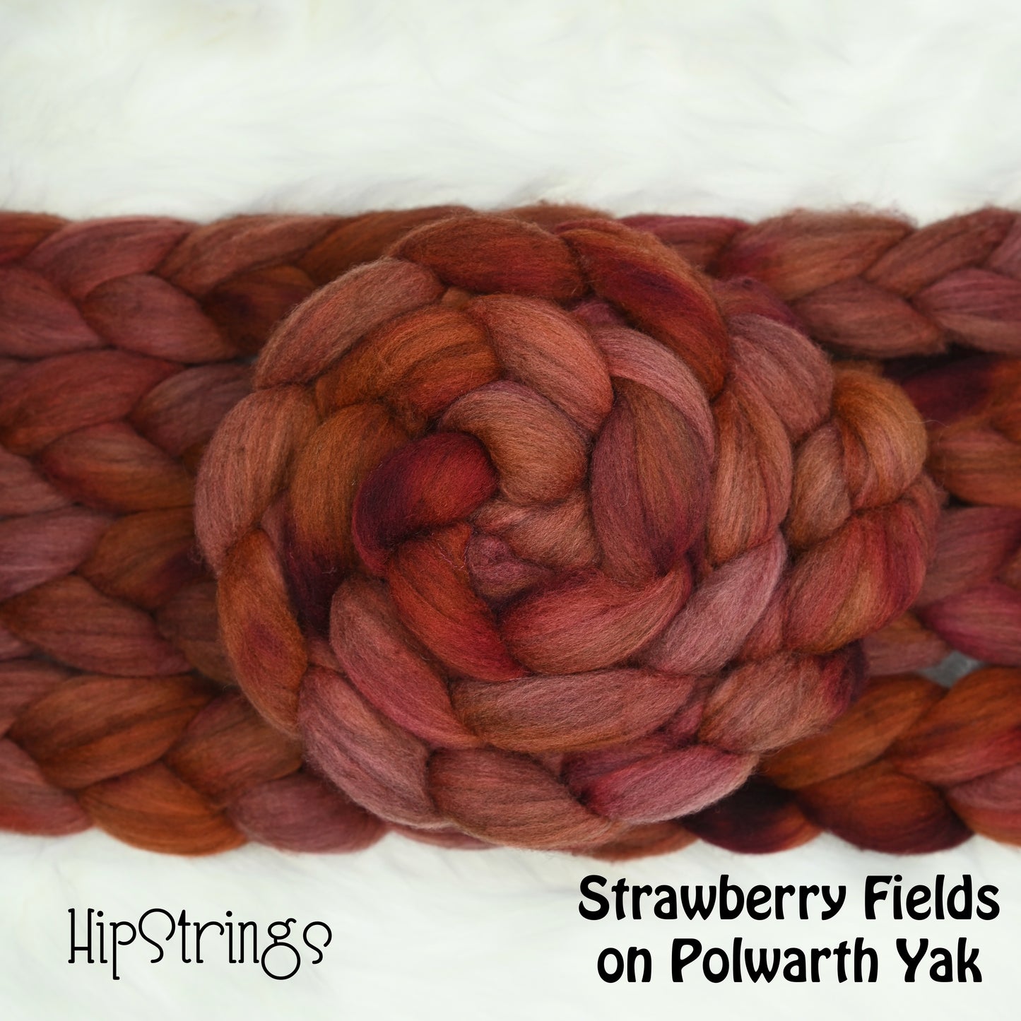 Strawberry Fields on Hand Dyed 60/40 Polwarth Wool Yak Combed Top - 4 oz