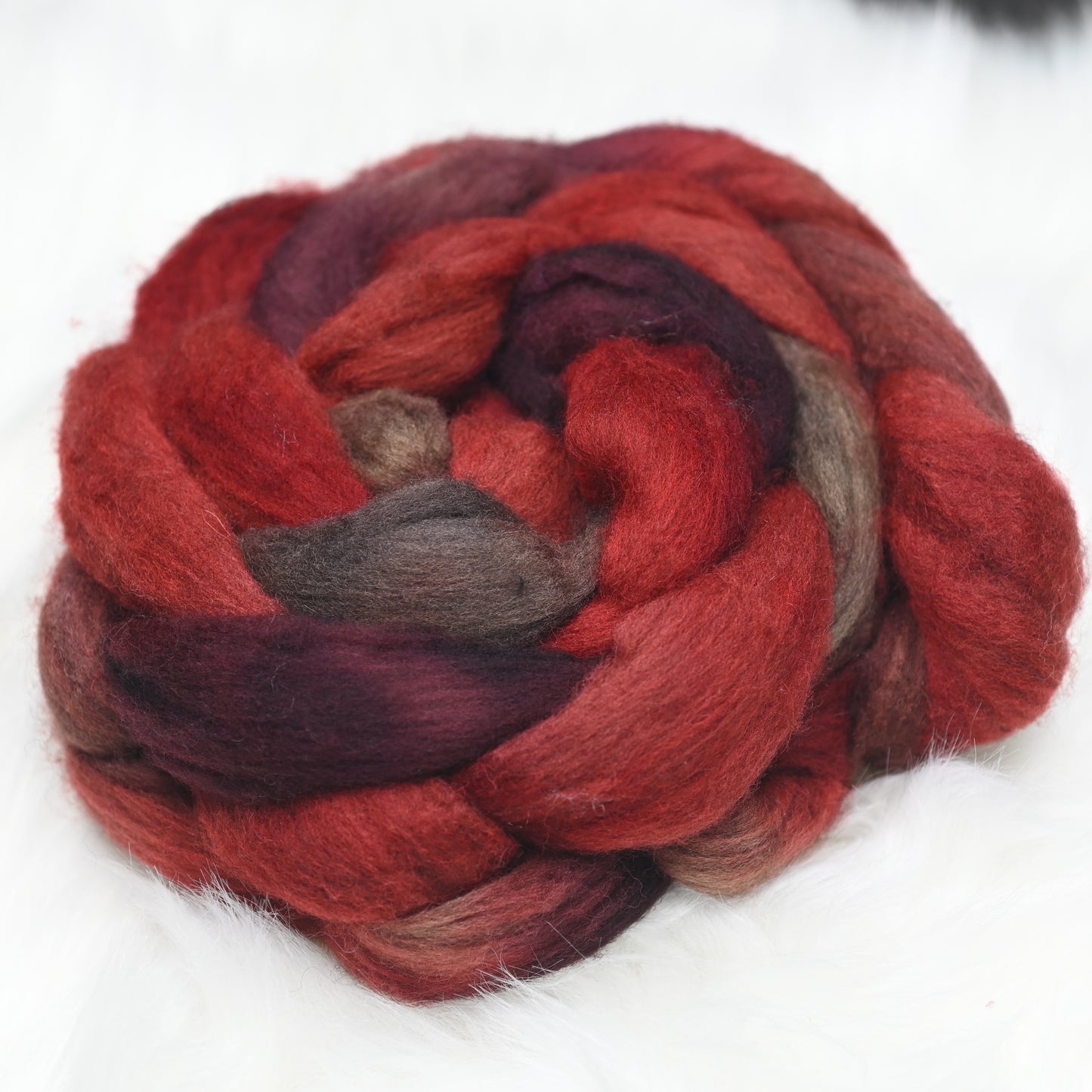 Strawberry Rhubarb on Hand Dyed 60/40 Polwarth Wool Yak Combed Top - 4 oz