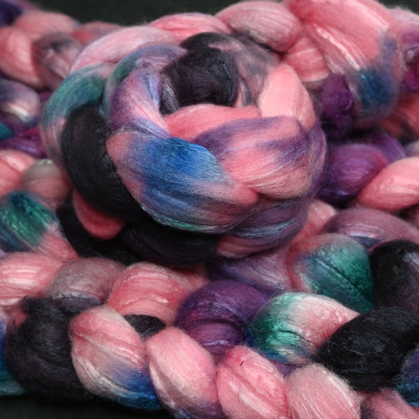 Advanced Marriage Counseling on Hand Dyed 80/20 Rambouillet Wool Tussah Silk Combed Top - 4 oz