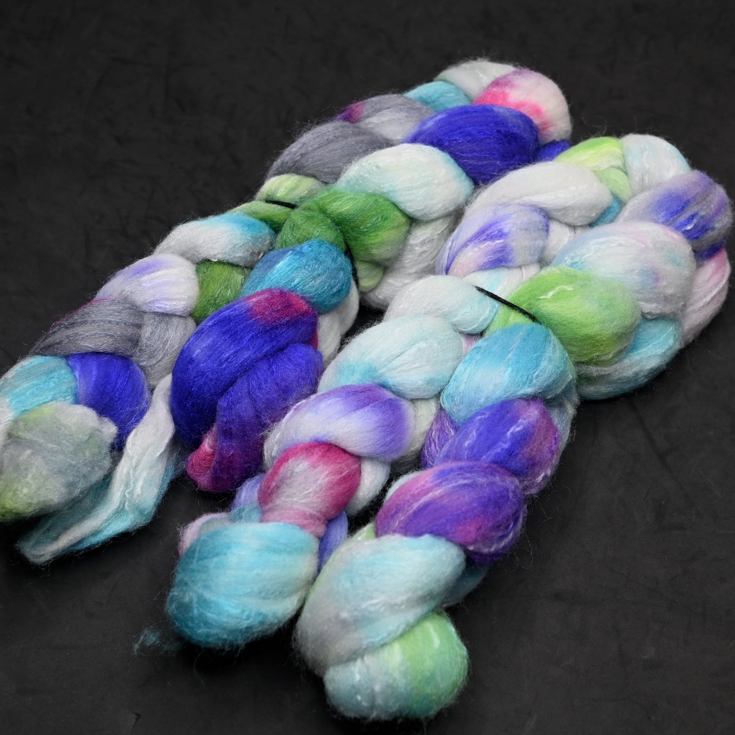 Magically Delicious on Hand Dyed 80/20 Rambouillet Wool Tussah Silk Combed Top - 4 oz