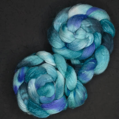 Not One of the Cool Kids on Hand Dyed 80/20 Rambouillet Wool Tussah Silk Combed Top - 4 oz