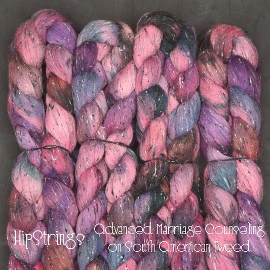 Advanced Marriage Counseling on Hand Dyed Tweed South American Wool Viscose Combed Top - 4 oz
