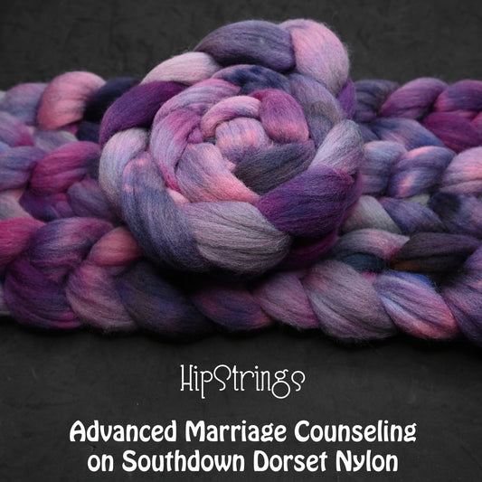 Advanced Marriage Counseling - Hand Dyed Southdown/Dorset Horn/Bio-Nylon Combed Top - 4 oz