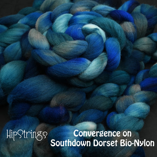 Convergence - Hand Dyed Southdown/Dorset Horn/Bio-Nylon Combed Top - 4 oz
