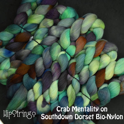 Crab Mentality on Hand Dyed Southdown/Dorset Horn/Bio-Nylon Combed Top - 4 oz