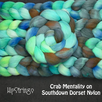 Crab Mentality on Hand Dyed Southdown/Dorset Horn/Bio-Nylon Combed Top - 4 oz