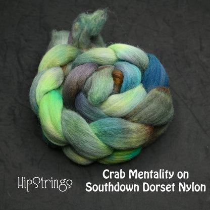Crab Mentality on Hand Dyed Southdown/Dorset Horn/Bio-Nylon Combed Top - 4 oz