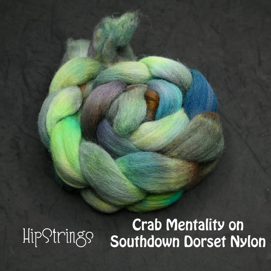 Crab Mentality on Hand Dyed Southdown/Dorset Horn/Bio-Nylon Combed Top - 4 oz