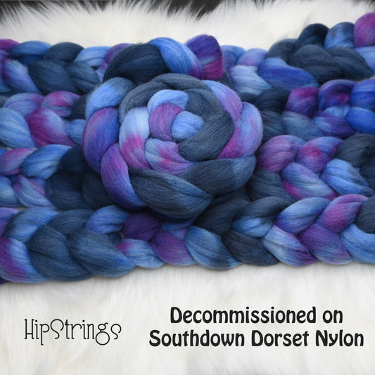 Decommissioned - Hand Dyed Southdown/Dorset Horn/Bio-Nylon Combed Top - 4 oz
