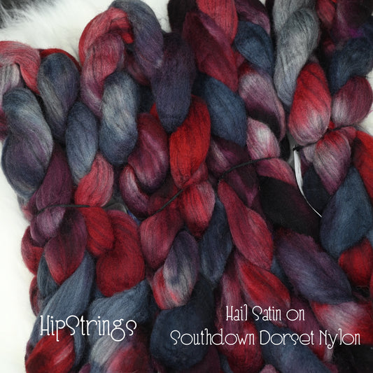 Hail Satin - Hand Dyed Southdown/Dorset Horn/Bio-Nylon Combed Top - 4 oz