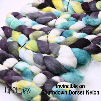 Invincible on Hand Dyed Southdown/Dorset Horn/Bio-Nylon Combed Top - 4 oz