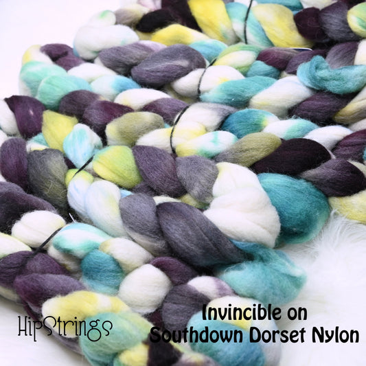 Invincible on Hand Dyed Southdown/Dorset Horn/Bio-Nylon Combed Top - 4 oz