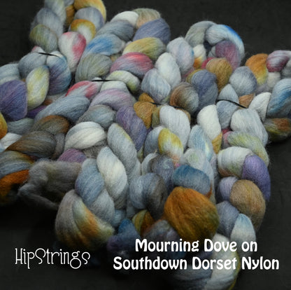 Mourning Dove on Hand Dyed Southdown/Dorset Horn/Bio-Nylon Combed Top - 4 oz
