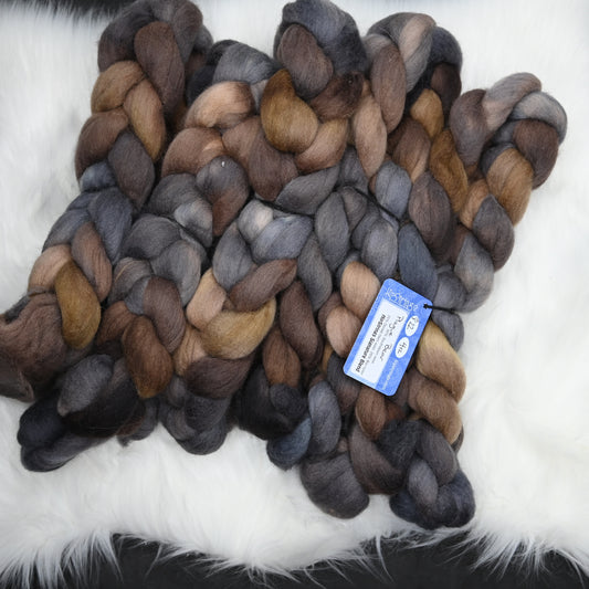 Plague Bear on Hand Dyed Southdown/Dorset Horn/Bio-Nylon Combed Top - 4 oz
