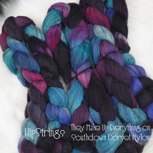 They Make Up Everything on Hand Dyed Southdown/Dorset Horn/Bio-Nylon Combed Top - 4 oz