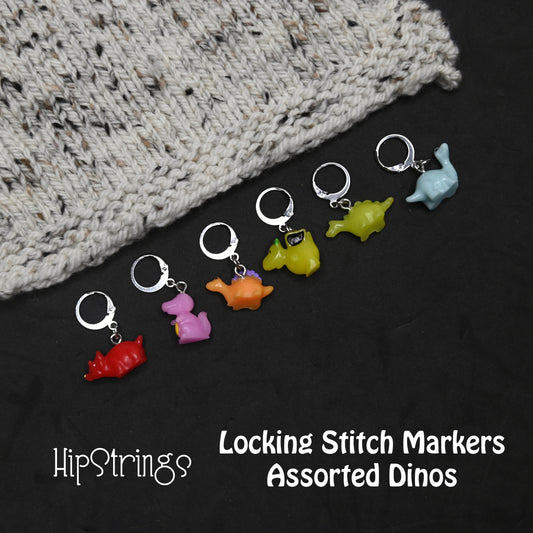 Assorted Dinos Locking Stitch Markers - Set of 6