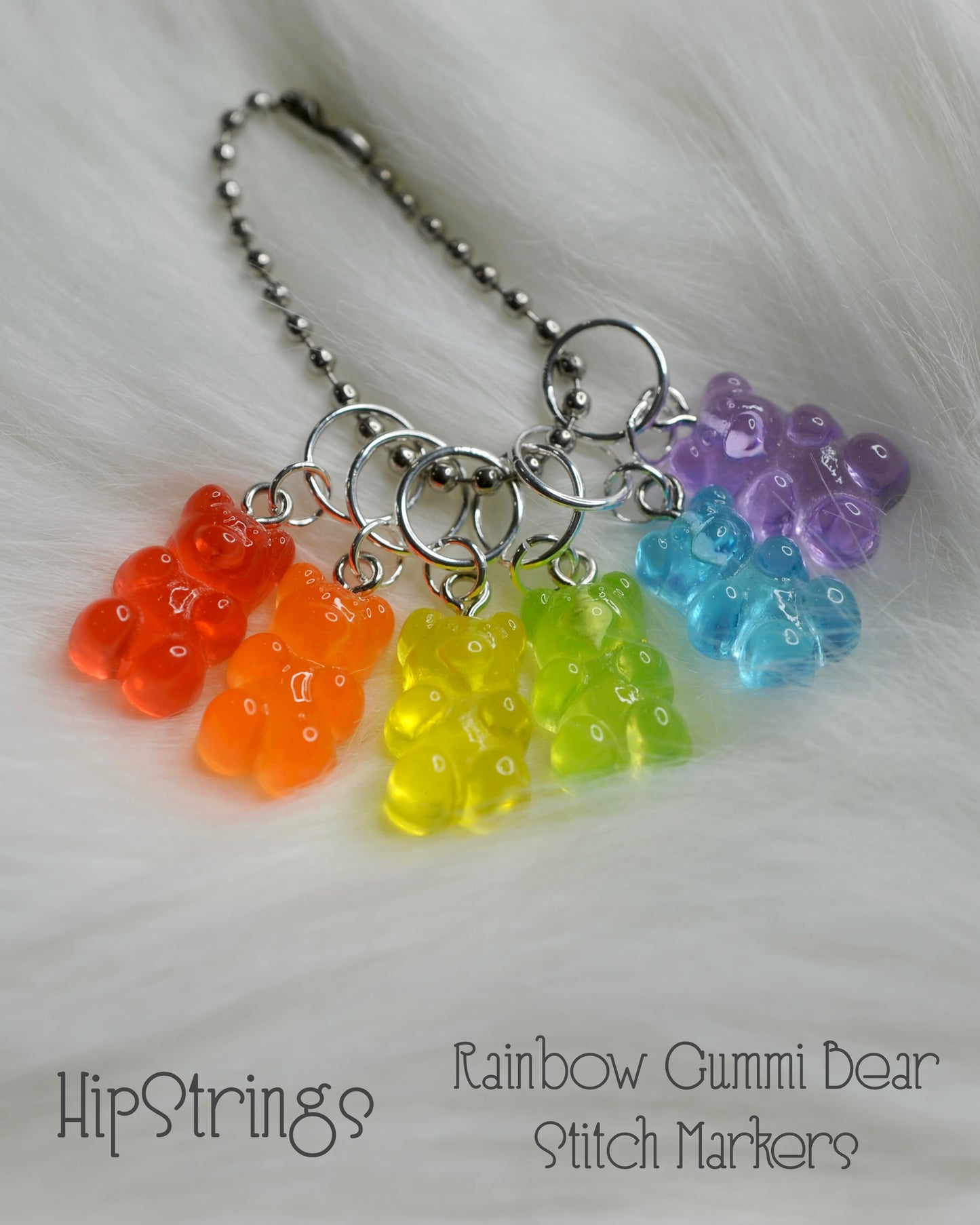 Gummi Bear Rainbow Snagless Stitch Markers - Set of 6