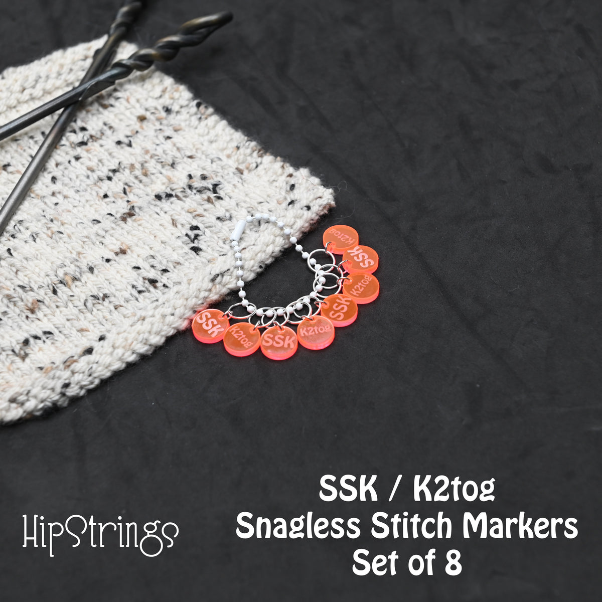 SSK / K2TOG Snagless Stitch Markers - Set of 8