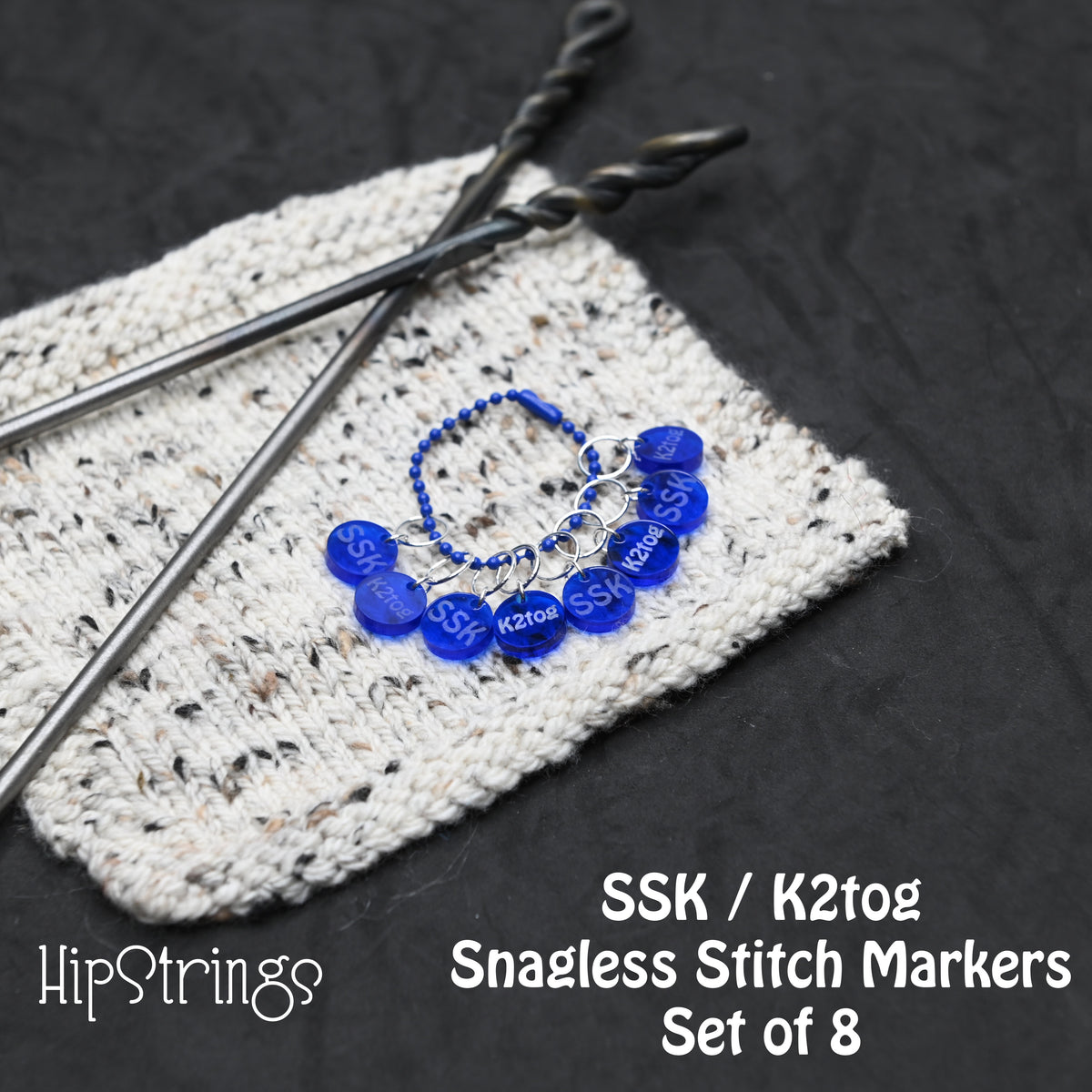 SSK / K2TOG Snagless Stitch Markers - Set of 8