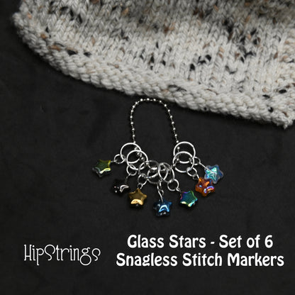 Glass Stars Snagless Stitch Markers - Set of 6