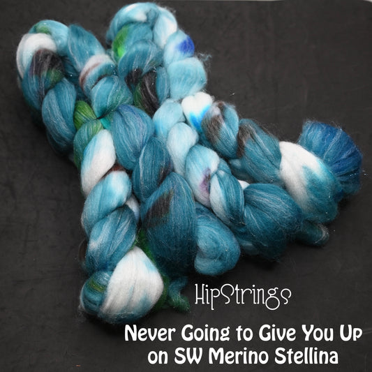 Never Going to Give You Up on SW Merino Wool Stellina Combed Top - 4 oz