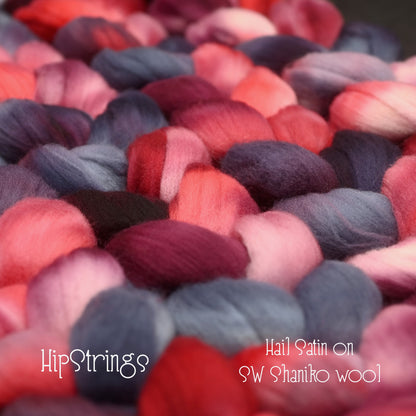 Hail Satin on Hand Dyed SW Shaniko Wool Combed Top - 4 oz