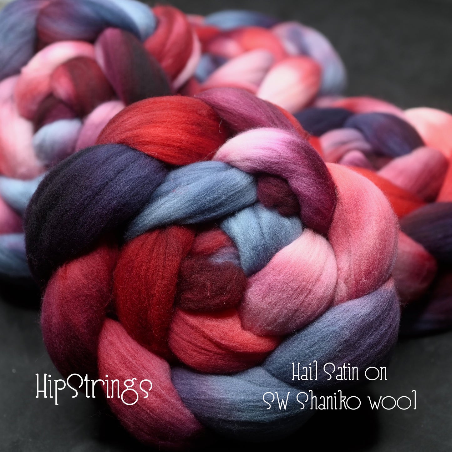 Hail Satin on Hand Dyed SW Targhee Wool Combed Top - 4 oz