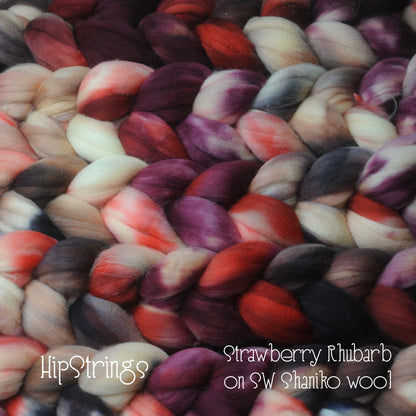 Strawberry Rhubarb on Hand Dyed SW Shaniko Wool Combed Top - 4 oz