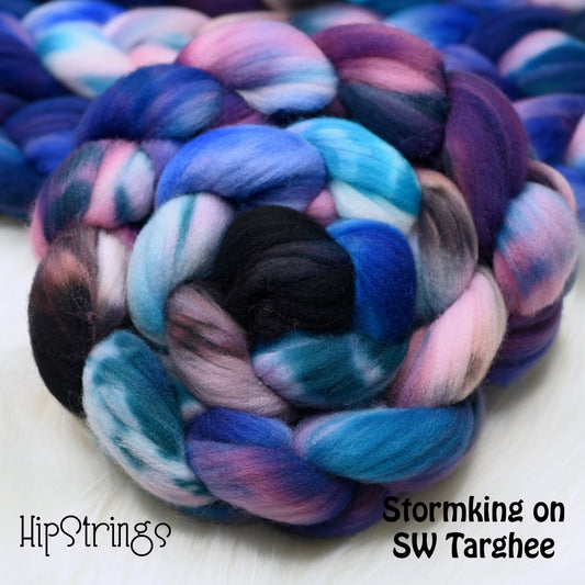 Stormking on Hand Dyed Superwash Targhee Wool Combed Top - 4 oz