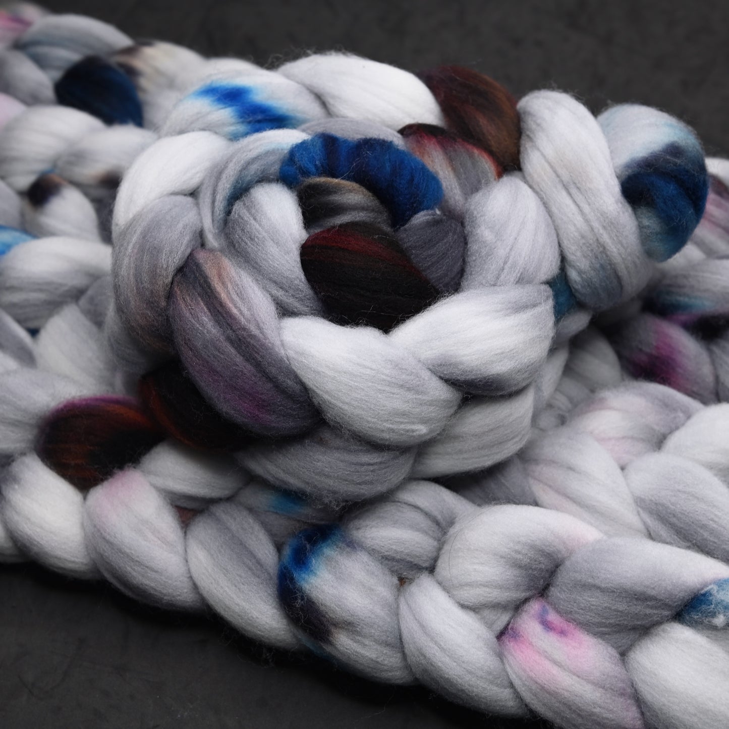 Work Study on Hand Dyed Superwash Targhee Wool Combed Top - 4 oz