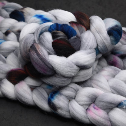 Work Study on Hand Dyed Superwash Targhee Wool Combed Top - 4 oz