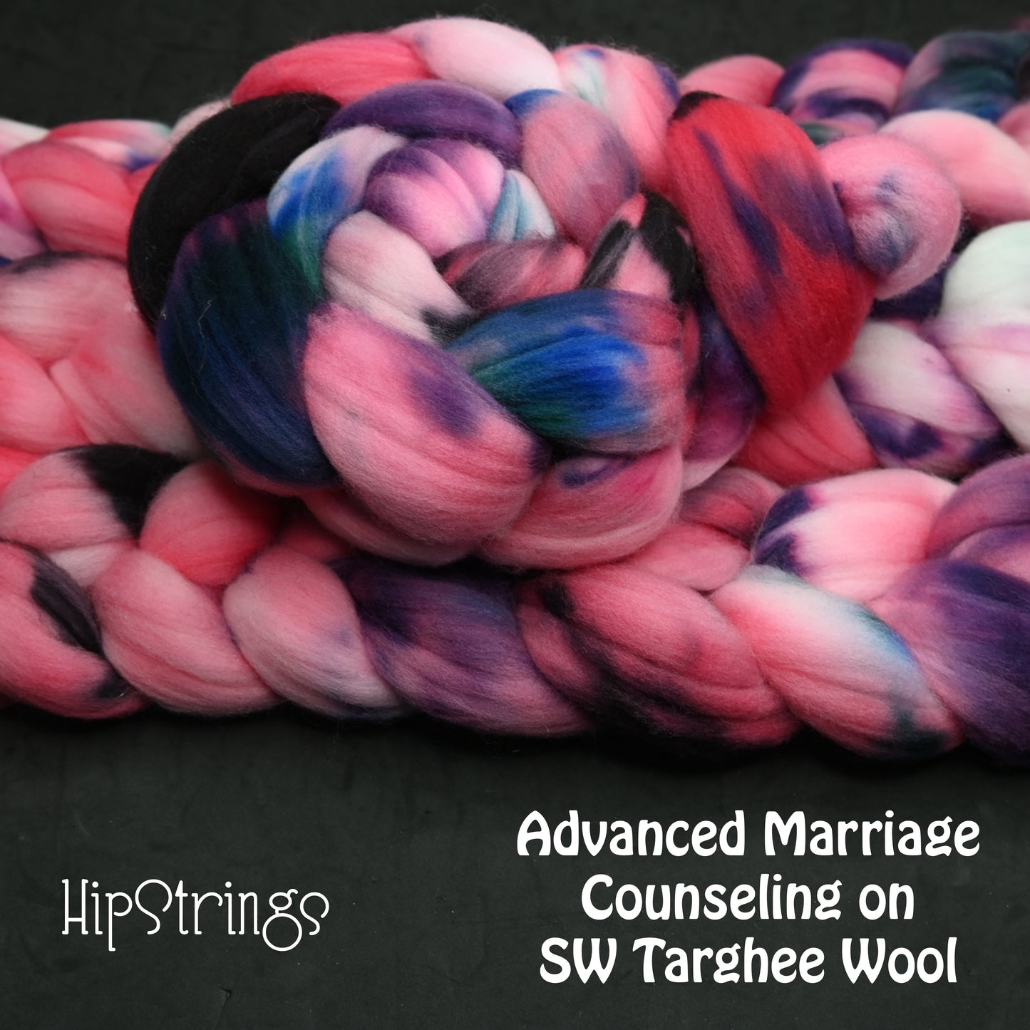 Advanced Marriage Counseling on Hand Dyed Superwash Targhee Wool Combed Top - 4 oz