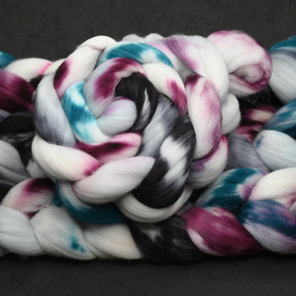 Exhausted Pigeon on Hand Dyed Superwash Targhee Wool Combed Top - 4 oz