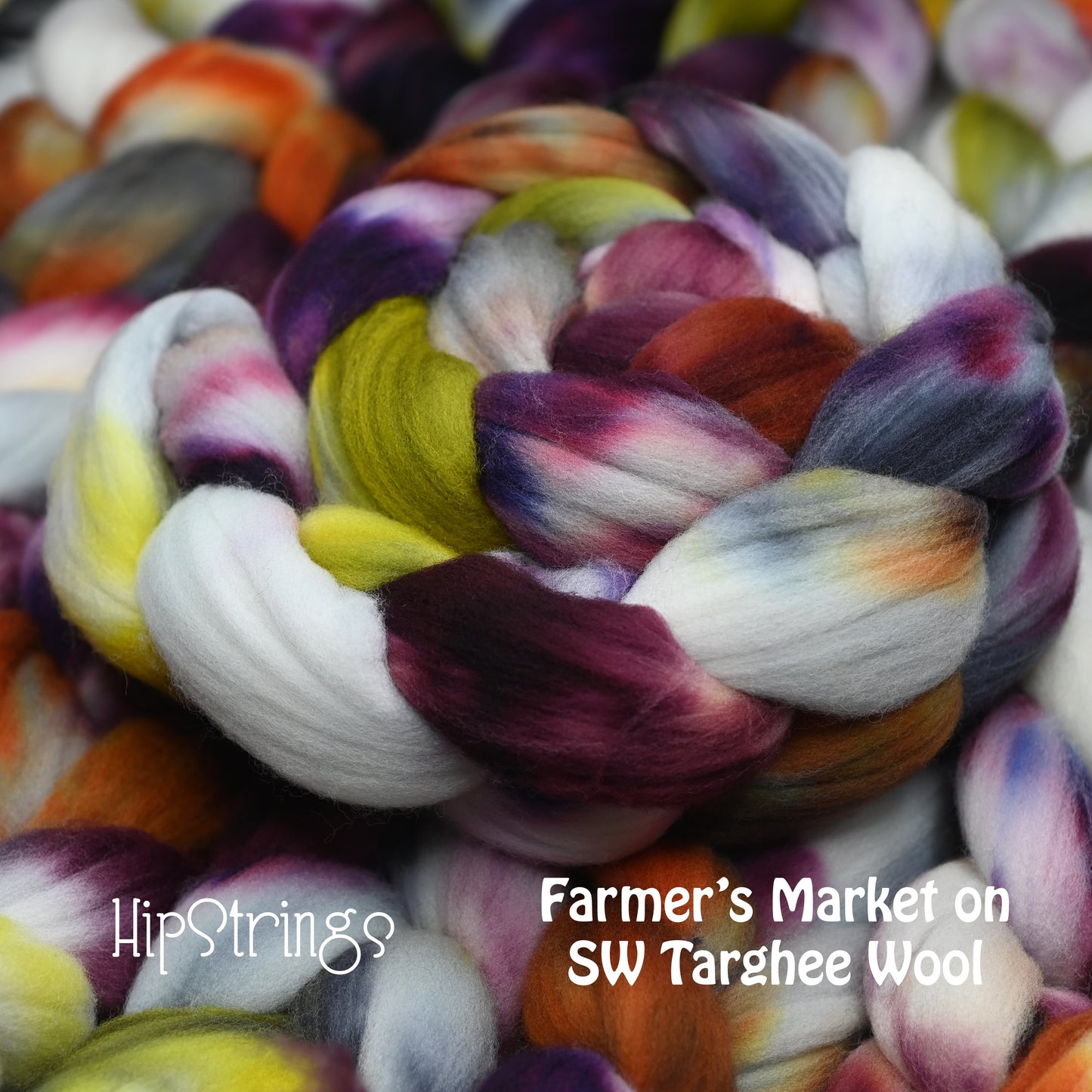 Farmer's Market on Hand Dyed Superwash Targhee Wool Combed Top- 4 oz