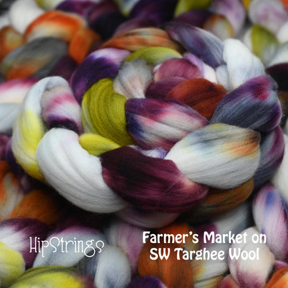 Farmer's Market on Hand Dyed Superwash Targhee Wool Combed Top- 4 oz