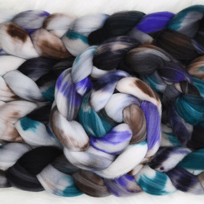 Restructuring on Hand Dyed Superwash Targhee Wool Combed Top - 4 oz