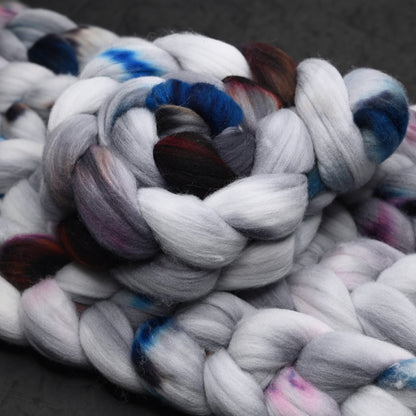 Work Study on Hand Dyed Superwash Targhee Wool Combed Top - 4 oz