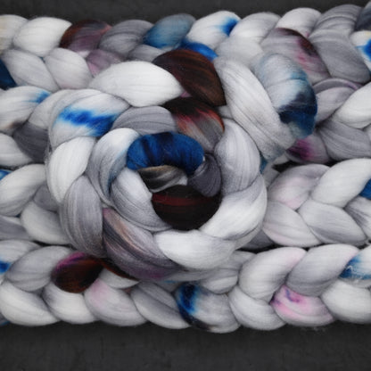 Work Study on Hand Dyed Superwash Targhee Wool Combed Top - 4 oz