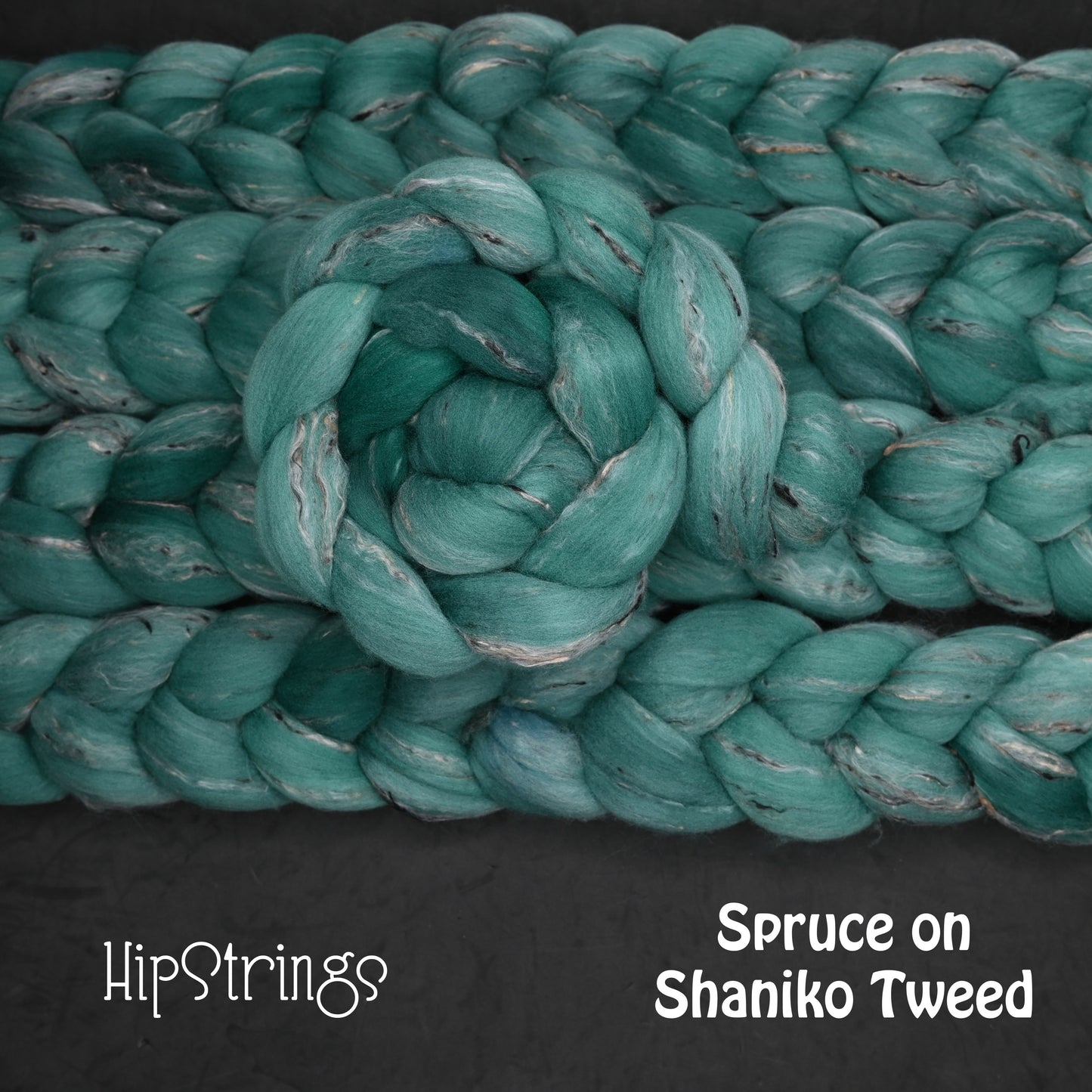 Spruce on Hand Dyed Shaniko Wool Tweed Combed Top - 4 oz