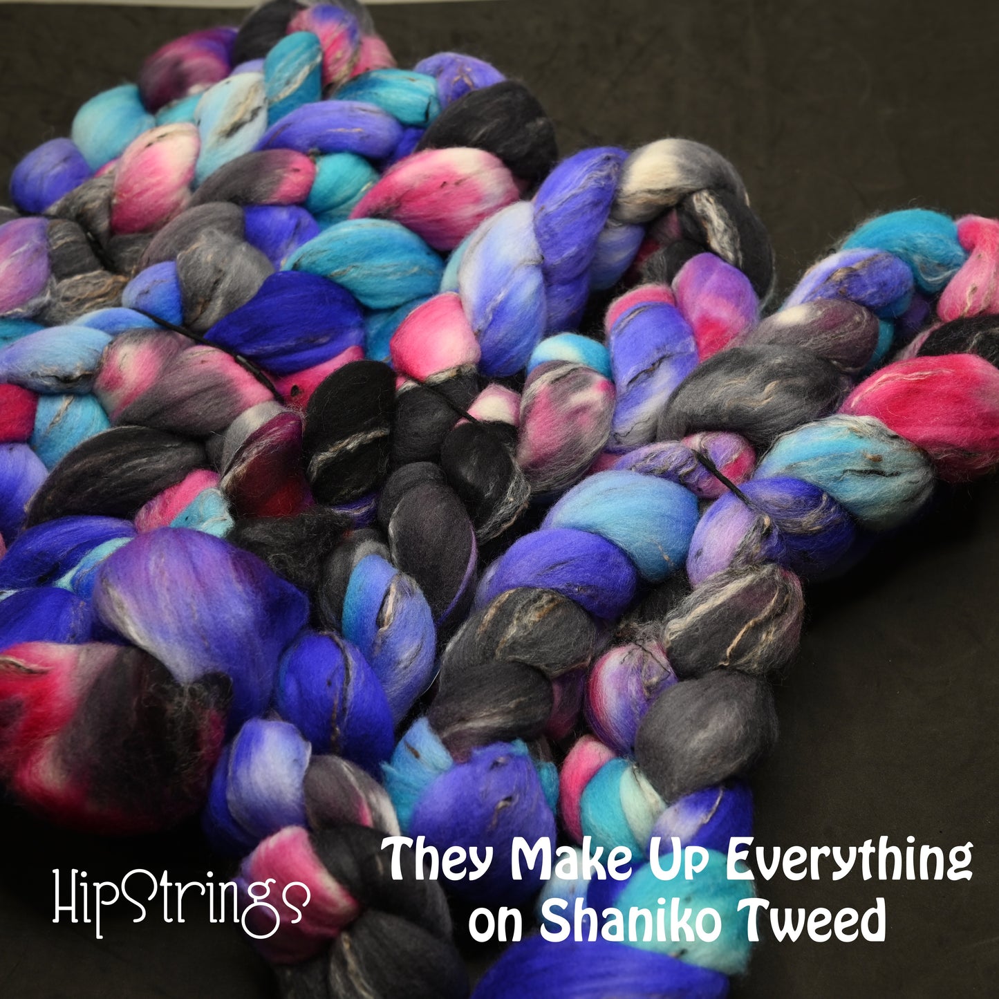 They Make Up Everything on Hand Dyed Shaniko Wool Tweed Combed Top - 4 oz